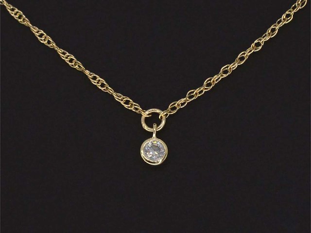 Geelgouden collier met diamant - afbeelding 5 van  7