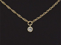 Geelgouden collier met diamant - afbeelding 5 van  7