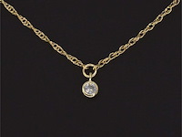 Geelgouden collier met diamant - afbeelding 4 van  7