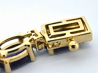 Geelgouden collier met diamanten en saffier - afbeelding 9 van  10