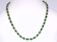 Geelgouden collier met diamanten en smaragd - afbeelding 1 van  7