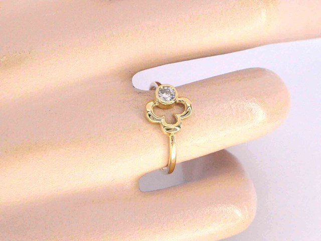 Geelgouden design ring met natuurlijke diamant - afbeelding 2 van  9