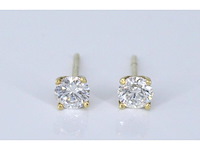 Geelgouden diamanten oorbellen met 0.80 carat diamant - afbeelding 3 van  5