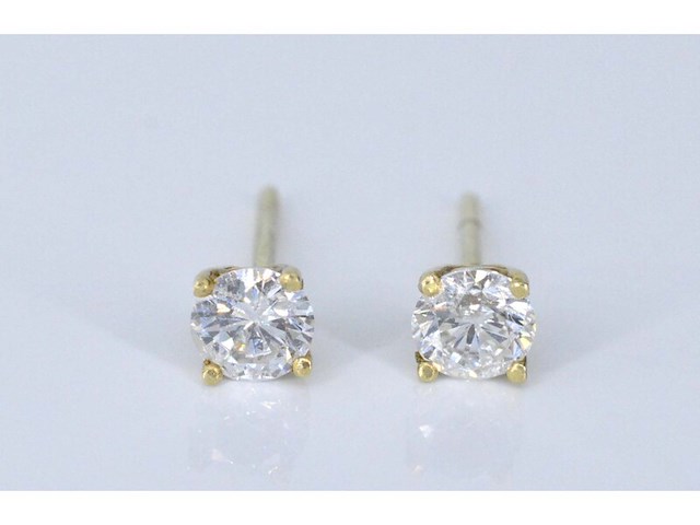 Geelgouden diamanten oorbellen met 0.80 carat diamant - afbeelding 3 van  5