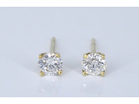 Geelgouden diamanten oorbellen met 0.80 carat diamant - afbeelding 3 van  5