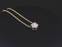 Geelgouden halsketting met een diamant van 0.50 carat - afbeelding 5 van  6