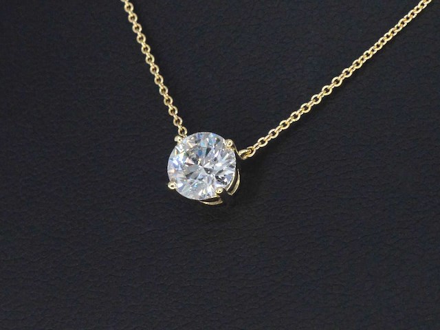 Geelgouden halsketting met een diamant van 1.00 carat - afbeelding 1 van  5