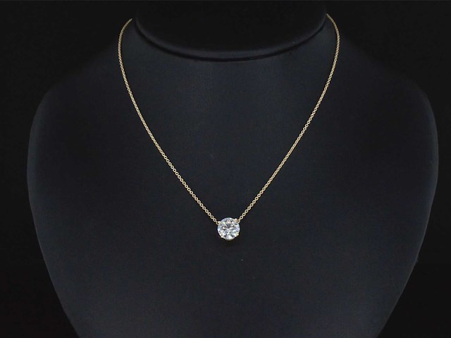 Geelgouden halsketting met een diamant van 1.00 carat - afbeelding 2 van  5