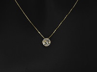 Geelgouden ketting met een fancy diamant van 1.04 carat (gecertificeerd) - afbeelding 1 van  10