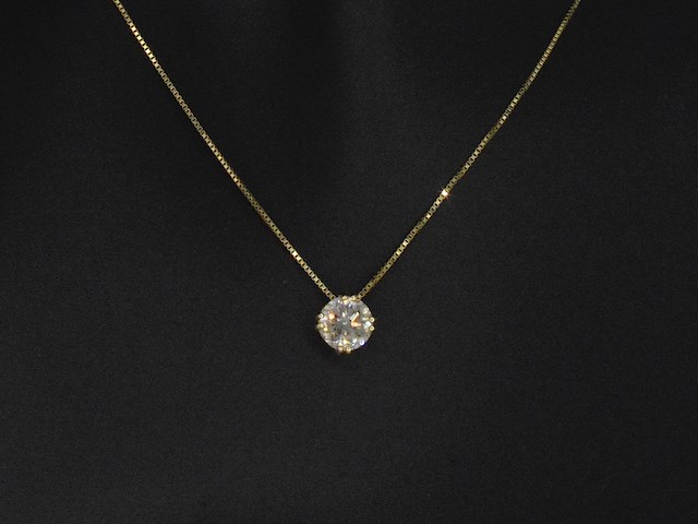 Geelgouden ketting met een fancy diamant van 1.04 carat (gecertificeerd) - afbeelding 3 van  10