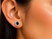 Geelgouden oorbellen met saffieren en diamanten - afbeelding 3 van  10