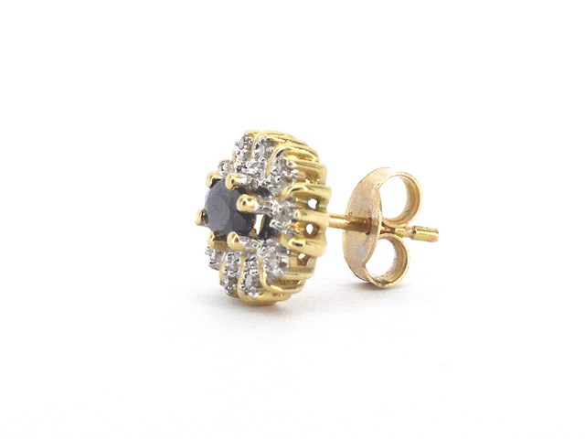 Geelgouden oorbellen met saffieren en diamanten - afbeelding 4 van  10
