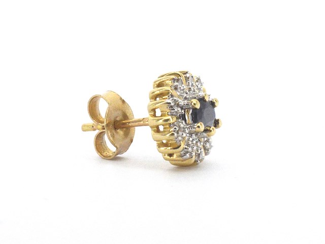 Geelgouden oorbellen met saffieren en diamanten - afbeelding 5 van  10