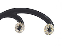 Geelgouden oorbellen saffieren en diamanten - afbeelding 1 van  9