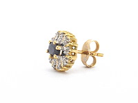 Geelgouden oorbellen saffieren en diamanten - afbeelding 4 van  9