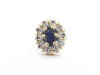 Geelgouden oorbellen saffieren en diamanten - afbeelding 6 van  9