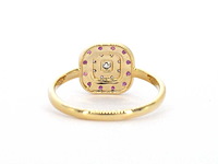 Geelgouden ring met diamanten en robijn - afbeelding 9 van  10