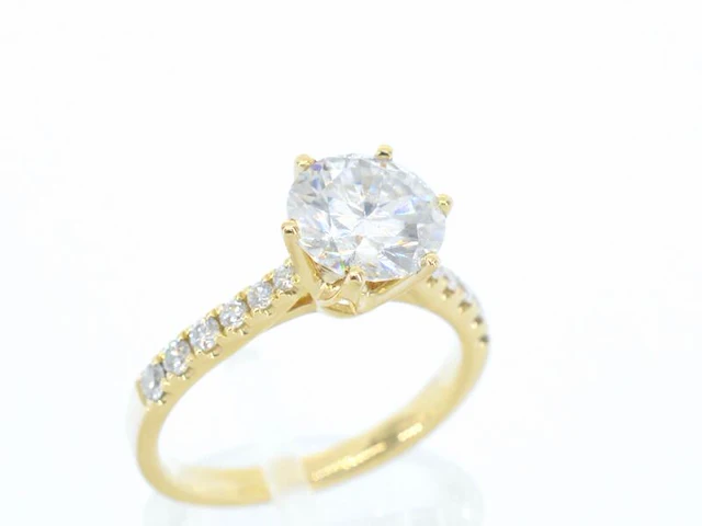 Geelgouden ring met een grote natuurlijke diamant van 2.03 carat - afbeelding 6 van  11