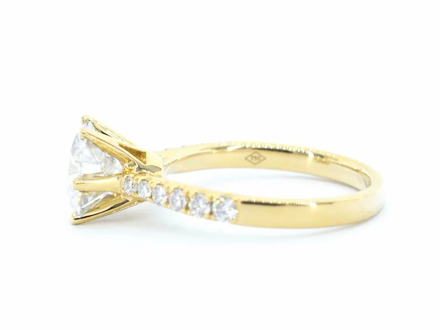Geelgouden ring met een grote natuurlijke diamant van 2.03 carat - afbeelding 7 van  11