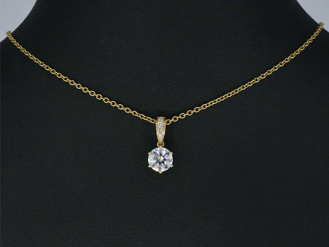 Geelgouden solitair hanger diamant 1.00 ct - afbeelding 2 van  8