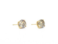 Geelgouden solitair oorbellen champagne diamanten 3.60 carat