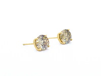 Geelgouden solitair oorbellen champagne diamanten 3.60 carat - afbeelding 5 van  9