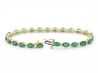 Geelgouden tennisarmband diamant smaragd - afbeelding 4 van  8