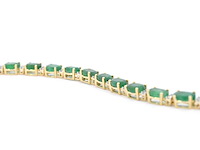 Geelgouden tennisarmband diamant smaragd - afbeelding 5 van  8