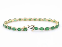 Geelgouden tennisarmband diamant smaragd - afbeelding 4 van  8
