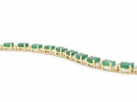 Geelgouden tennisarmband diamant smaragd - afbeelding 5 van  8