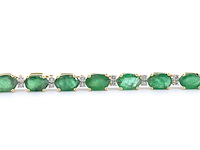 Geelgouden tennisarmband met diamanten en smaragden - afbeelding 6 van  7