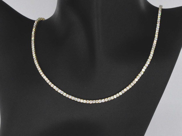 Geelgouden tenniscollier 10.00 carat briljant diamanten - afbeelding 1 van  7