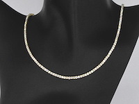 Geelgouden tenniscollier 10.00 carat briljant diamanten - afbeelding 1 van  7