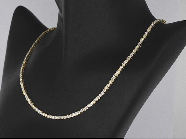 Geelgouden tenniscollier 10.00 carat briljant diamanten - afbeelding 2 van  7