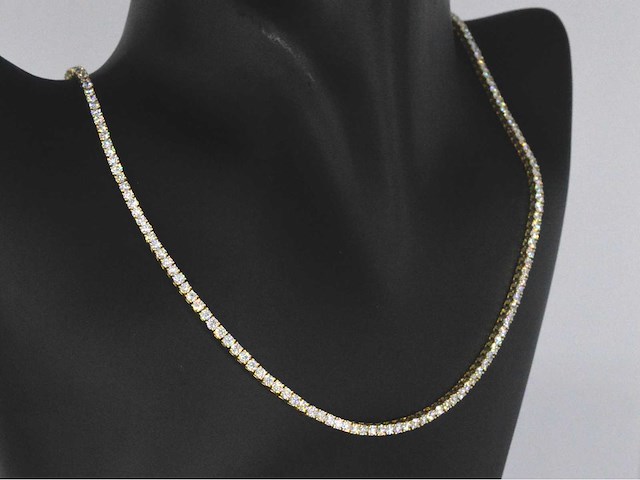 Geelgouden tenniscollier 10.00 carat briljant diamanten - afbeelding 4 van  7