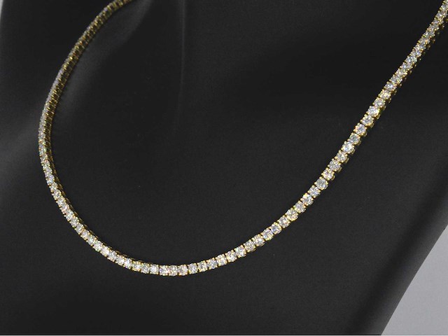 Geelgouden tenniscollier 10.00 carat briljant diamanten - afbeelding 5 van  7