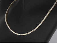 Geelgouden tenniscollier 10.00 carat briljant diamanten - afbeelding 5 van  7