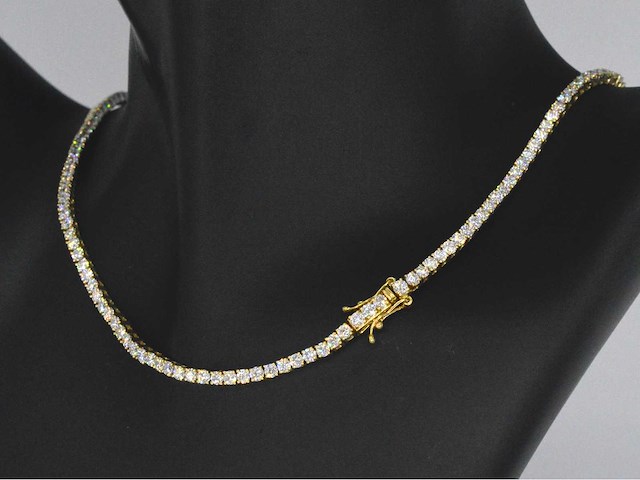 Geelgouden tenniscollier 10.00 carat briljant diamanten - afbeelding 6 van  7