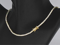 Geelgouden tenniscollier 10.00 carat briljant diamanten - afbeelding 6 van  7