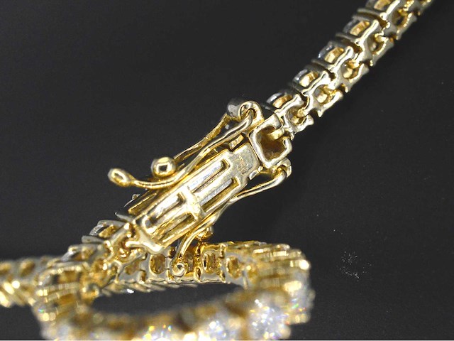 Geelgouden tenniscollier 10.00 carat briljant diamanten - afbeelding 7 van  7