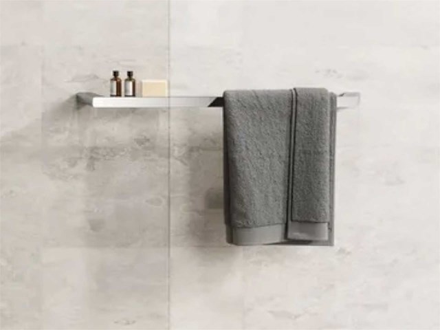 Geesa shift collection handdoekhouder met planchet van glas rvs geborsteld - afbeelding 1 van  10