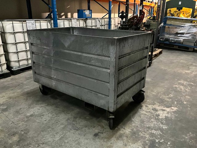Gegalvaniseerd metaalafvalcontainer op wielen - afbeelding 1 van  4