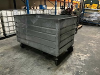 Gegalvaniseerd metaalafvalcontainer op wielen - afbeelding 1 van  4