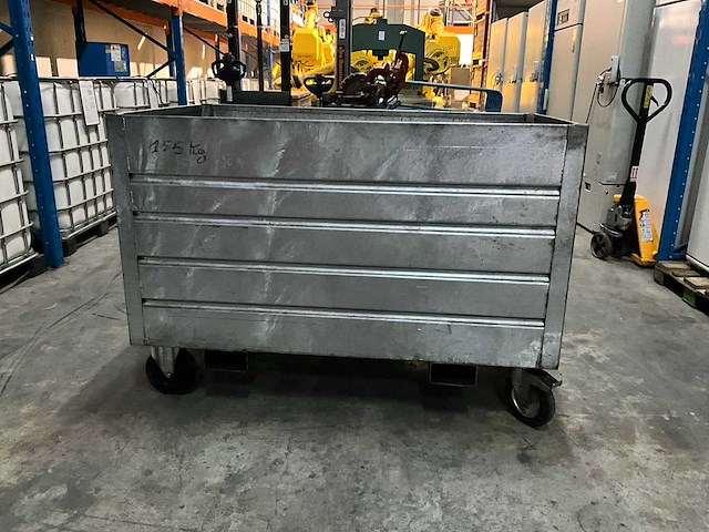 Gegalvaniseerd metaalafvalcontainer op wielen - afbeelding 2 van  4