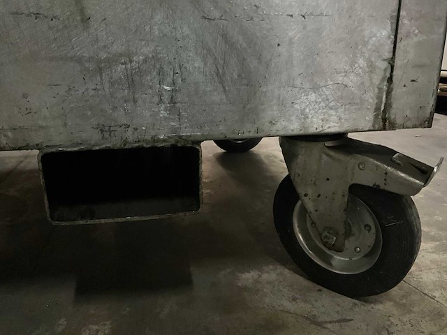 Gegalvaniseerd metaalafvalcontainer op wielen - afbeelding 4 van  4