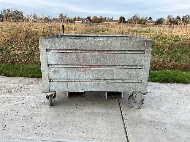 Gegalvaniseerde metalen palletdoos op wielen - afbeelding 2 van  4