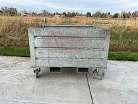 Gegalvaniseerde metalen palletdoos op wielen - afbeelding 2 van  4