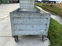 Gegalvaniseerde metalen palletdoos op wielen - afbeelding 3 van  4