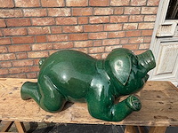 Geglazuurde sculptuur varken - afbeelding 1 van  3