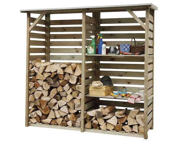 Geïmpregneerd vuren haardhoutberging 190x60x176 cm - afbeelding 1 van  11